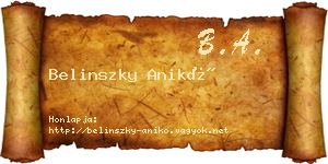 Belinszky Anikó névjegykártya